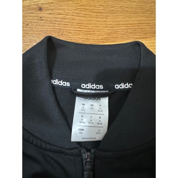 Adidas Size Medium Tracksuit Sweater Black and Black Stripes Striped Jacket - Picture 3 of 8
